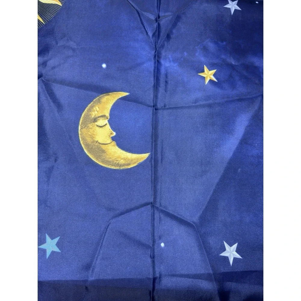 Celestial Shower Curtain Sun Moon Stars Blue Gold Mainstays Polyester Vtg Decor